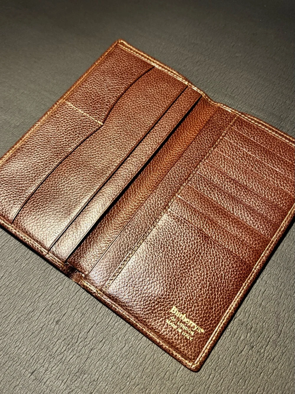 Burberry Brown Leather Men's Long Wallet with Multiple Card Slots